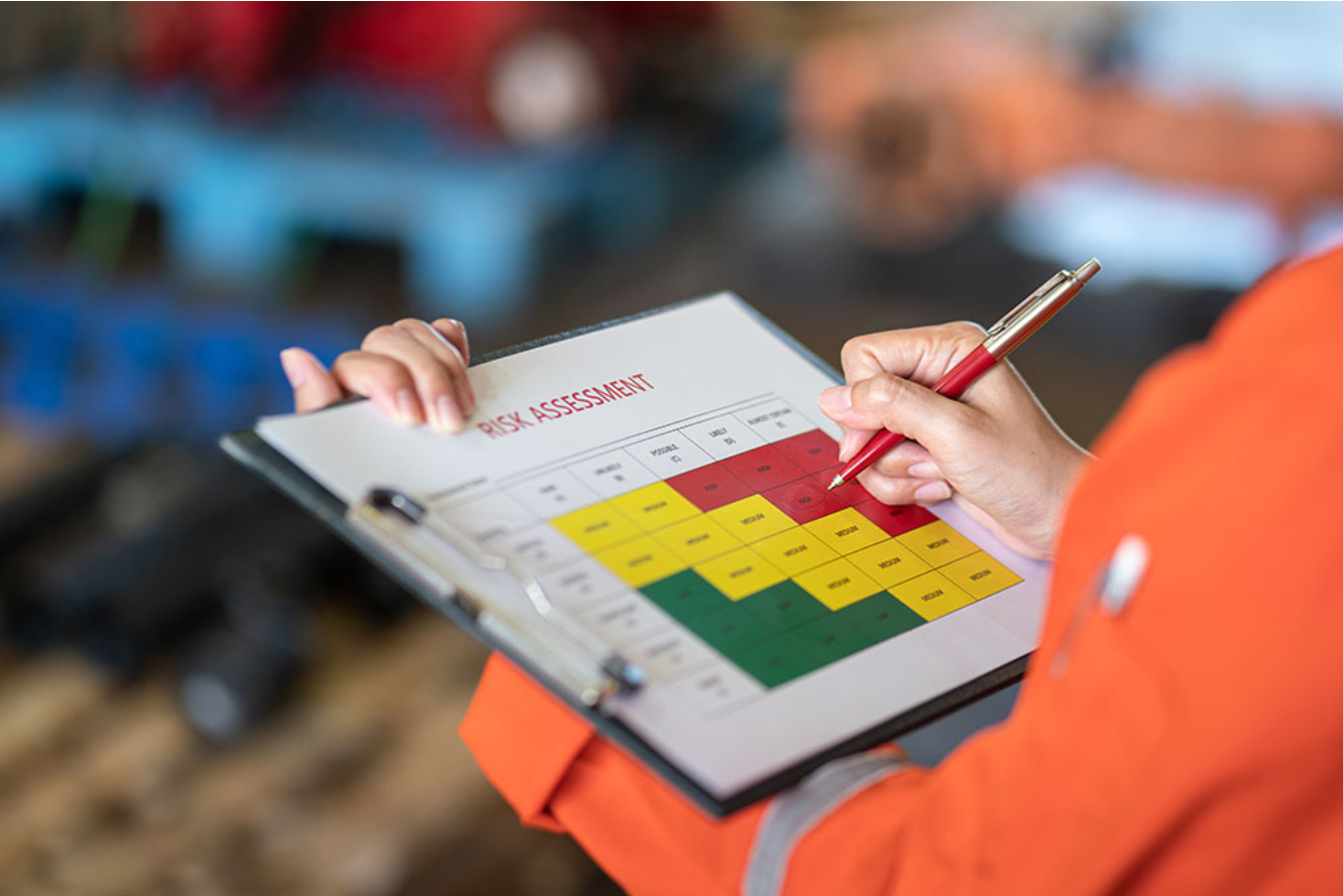 Fire safety professional inspecting a building